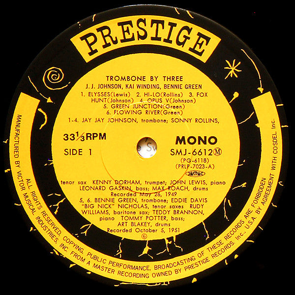 J.J. Johnson / Kai Winding / Bennie Green ~ Trombone By Three (Vinyl) - Djungel & Jazz