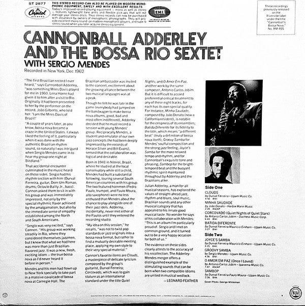 Cannonball Adderley And The Bossa Rio Sextet* With Sergio Mendes* : Cannonball Adderley And The Bossa Rio Sextet With Sergio Mendes (LP, Album, RE, Jac)