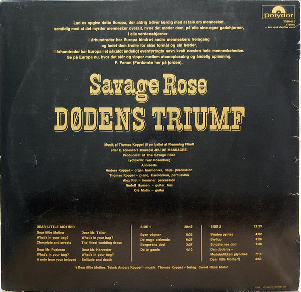 Savage Rose ~ Dødens Triumf (Vinyl) - Djungel & Jazz
