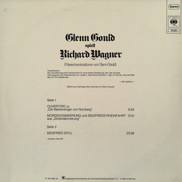 Glenn Gould - Richard Wagner ~ Glenn Gould Spielt Richard Wagner (Vinyl) - Djungel & Jazz