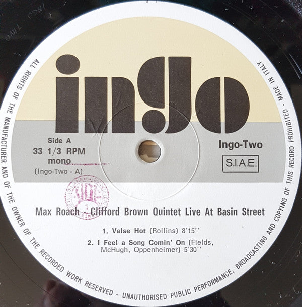 Max Roach-Clifford Brown Quintet ~ Live At Basin Street, April 1956 (Vinyl) - Djungel & Jazz
