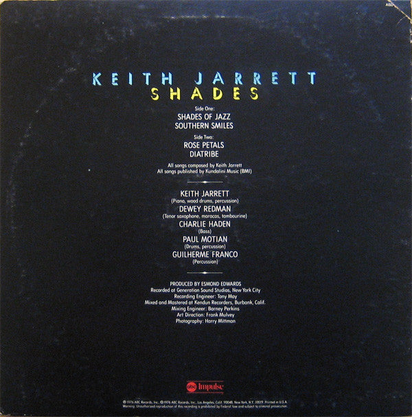Keith Jarrett : Shades (LP, Album, RE)