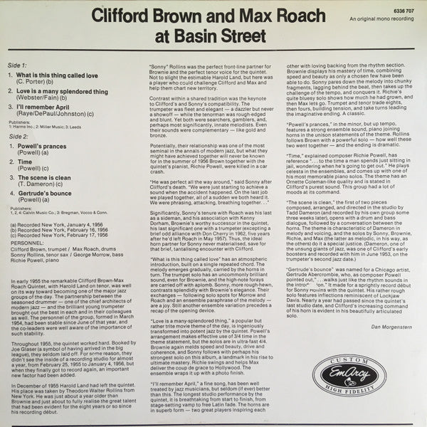 Clifford Brown And Max Roach ~ At Basin Street (Vinyl) - Djungel & Jazz