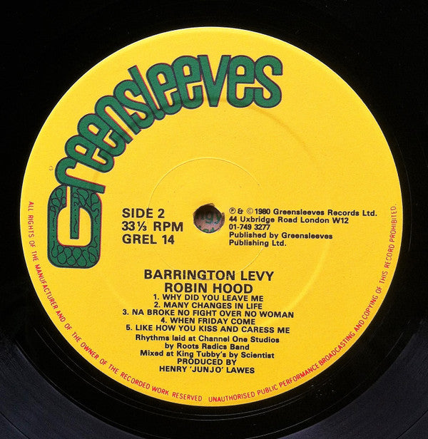 Barrington Levy ~ Robin Hood (Vinyl) - Djungel & Jazz