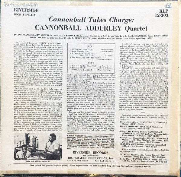 Cannonball Adderley Quartet ~ Cannonball Takes Charge (Vinyl) - Djungel & Jazz