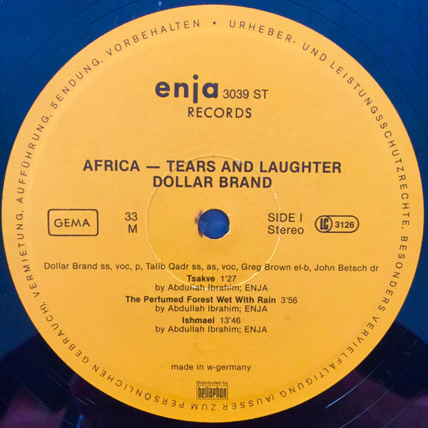 Dollar Brand Quartet : Africa - Tears And Laughter (LP, Album)