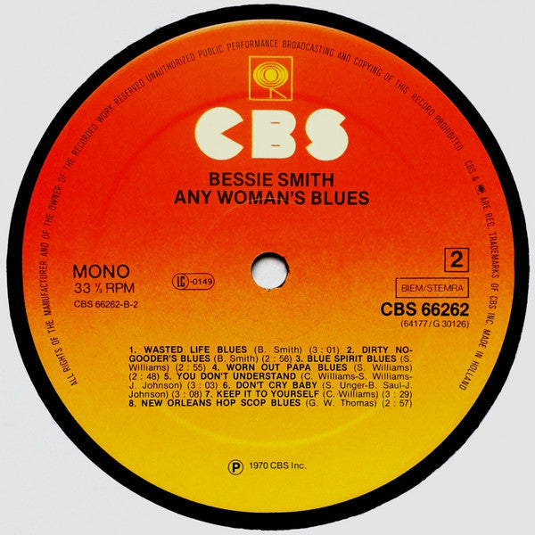 Bessie Smith : Any Woman's Blues (2xLP, Comp, Mono, RE, Gat)