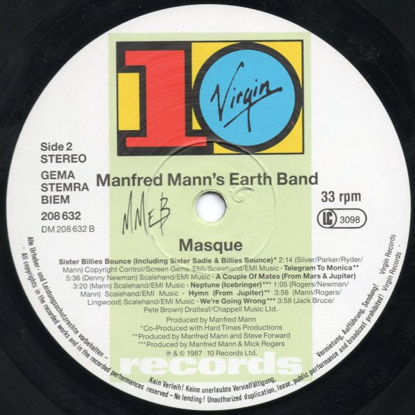 Manfred Mann's Earth Band ~ Masque (Songs And Planets) (Vinyl) - Djungel & Jazz