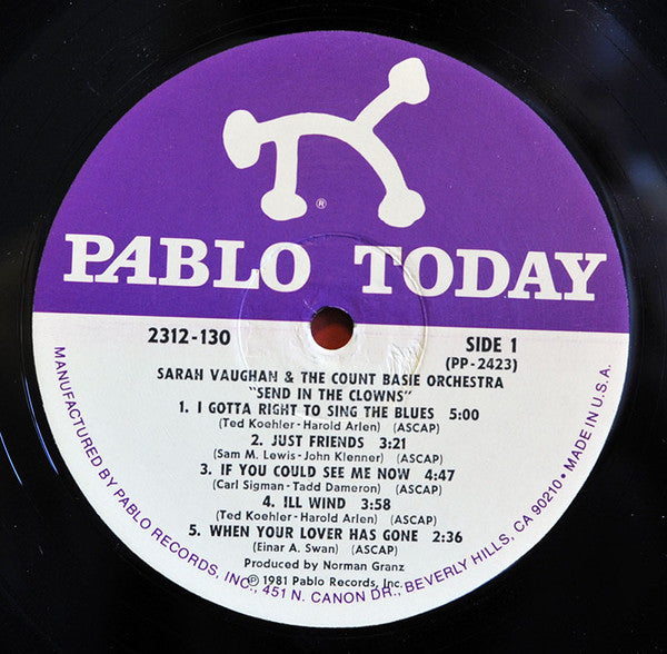 Sarah Vaughan & Count Basie Orchestra ~ Send In The Clowns (Vinyl) - Djungel & Jazz