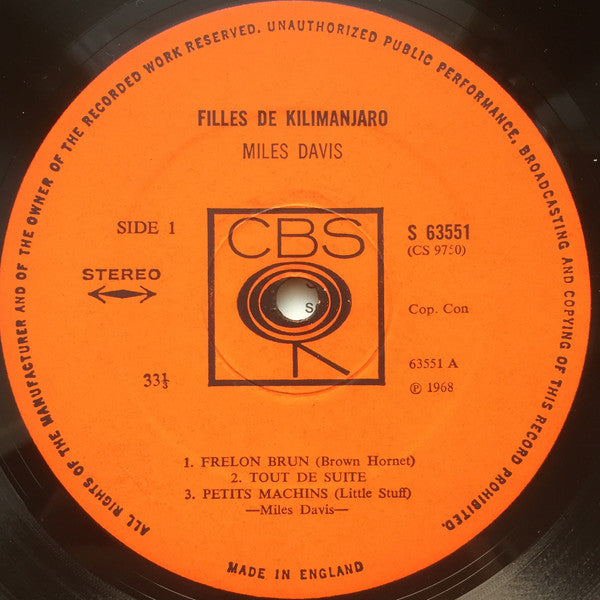 Miles Davis : Filles De Kilimanjaro (LP, Album)