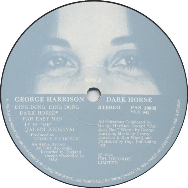 George Harrison : Dark Horse (LP, Album, Gat)