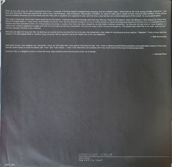 Kip Hanrahan : Coup De Tête (LP, Album)