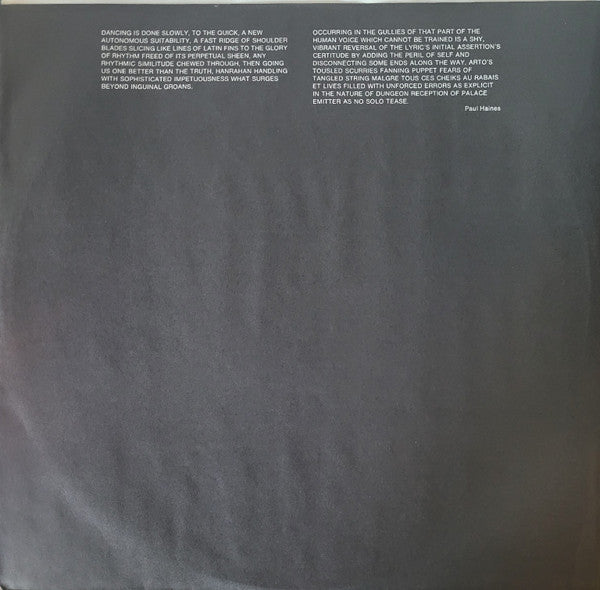 Kip Hanrahan : Coup De Tête (LP, Album)