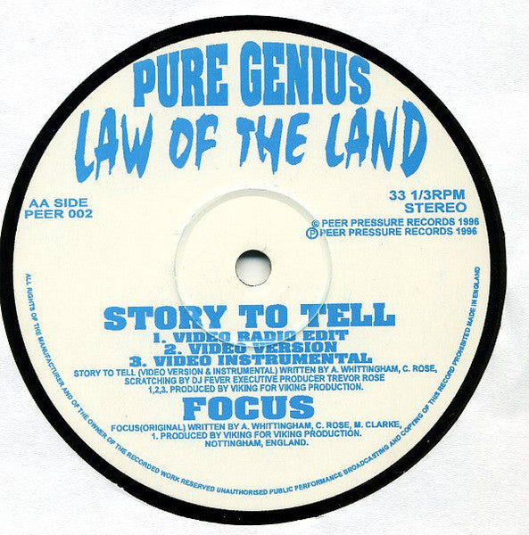 Pure Genius  ~ Law Of The Land EP (Vinyl) - Djungel & Jazz