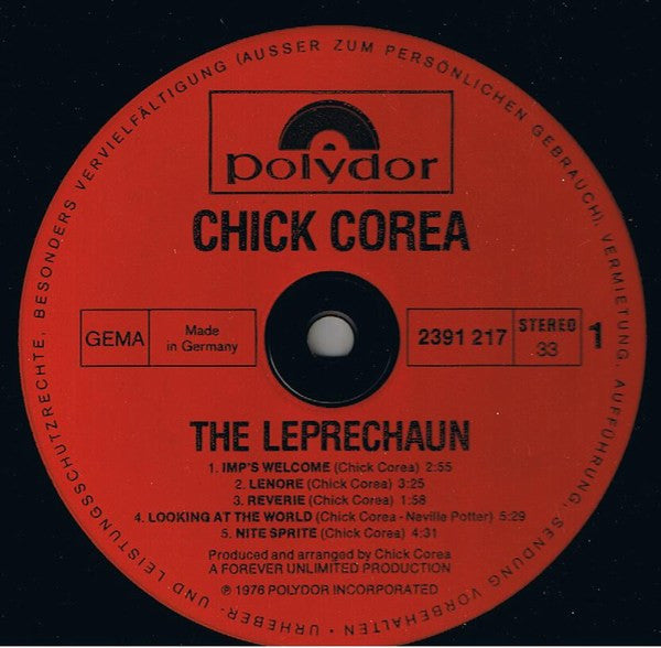 Chick Corea ~ The Leprechaun (Vinyl) - Djungel & Jazz