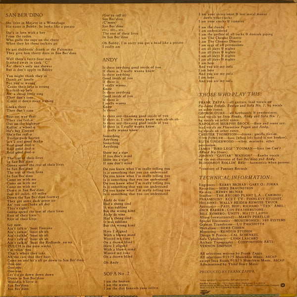 Frank Zappa And The Mothers Of Invention ~ One Size Fits All (Vinyl) - Djungel & Jazz