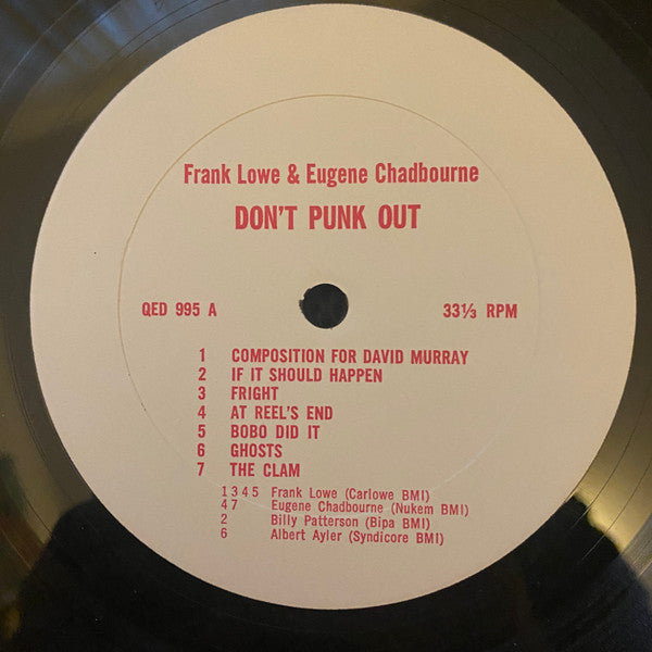 Frank Lowe & Eugene Chadbourne ~ Don't Punk Out (Vinyl) - Djungel & Jazz