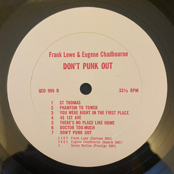 Frank Lowe & Eugene Chadbourne ~ Don't Punk Out (Vinyl) - Djungel & Jazz