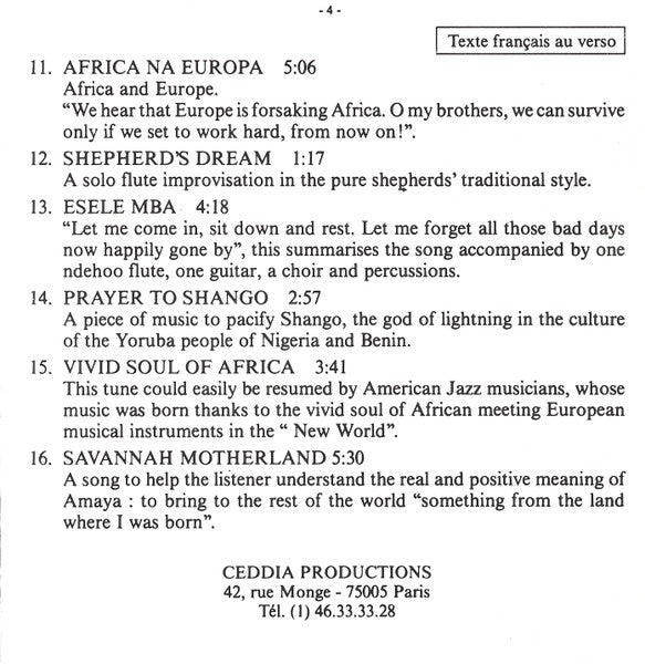 Francis Bebey ~ Amaya (Vinyl) - Djungel & Jazz