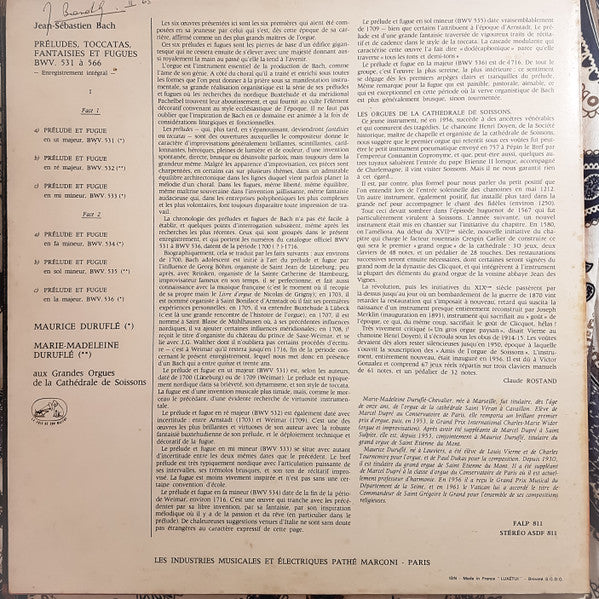 Johann Sebastian Bach, Maurice Duruflé, Marie-Madeleine Duruflé-Chevalier ~ Bach - Préludes, Toccatas, Fantaisies Et Fugues 1 (Vinyl) - Djungel & Jazz
