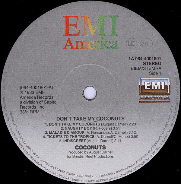 The Coconuts ~ Don't Take My Coconuts (Vinyl) - Djungel & Jazz