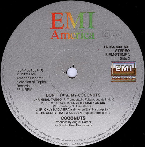 The Coconuts ~ Don't Take My Coconuts (Vinyl) - Djungel & Jazz