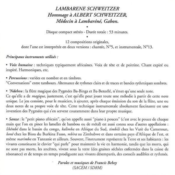 Francis Bebey ~ Lambarene Schweitzer / Amaya No2 (Vinyl) - Djungel & Jazz