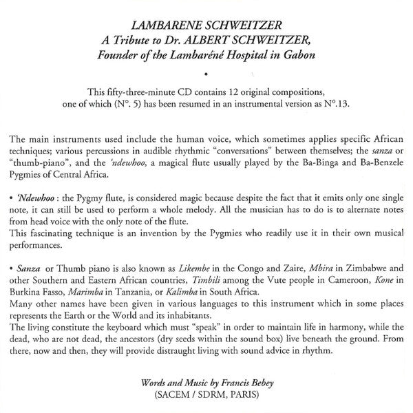 Francis Bebey ~ Lambarene Schweitzer / Amaya No2 (Vinyl) - Djungel & Jazz