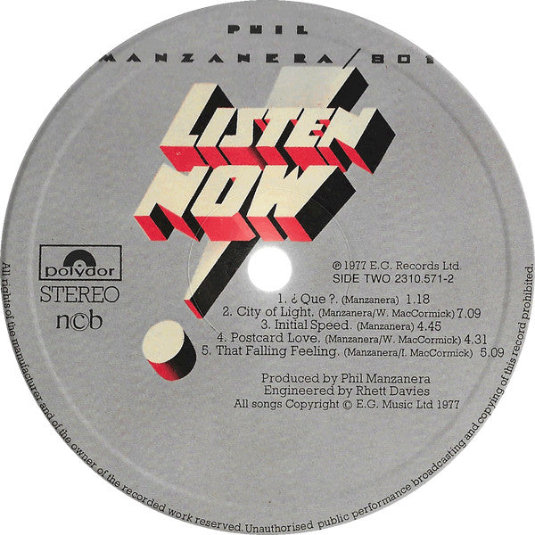 Phil Manzanera / 801 ~ Listen Now (Vinyl) - Djungel & Jazz