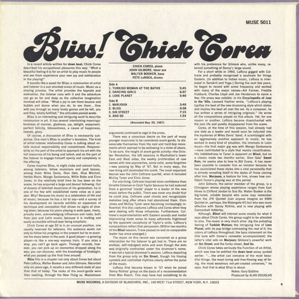 Chick Corea : Bliss! (LP, Album, RE)