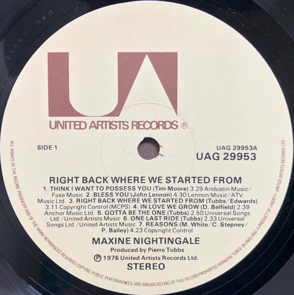 Maxine Nightingale : Right Back Where We Started From (LP, Album)