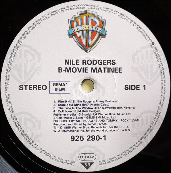 Nile Rodgers ~ B-movie Matinee (Vinyl) - Djungel & Jazz