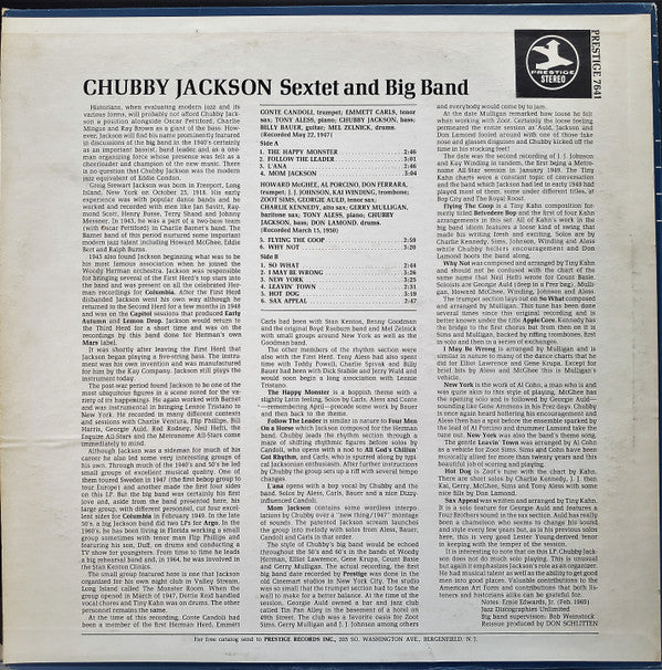 Chubby Jackson ~ Sextet And Big Band (Vinyl) - Djungel & Jazz