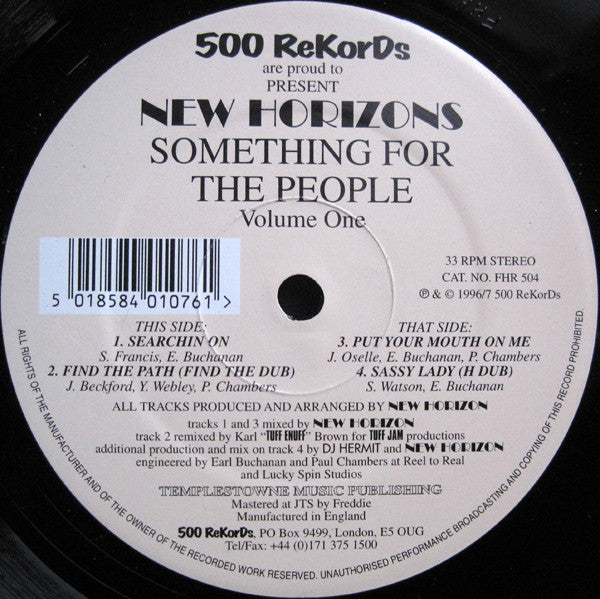 New Horizons : Something For The People Volume One (12")