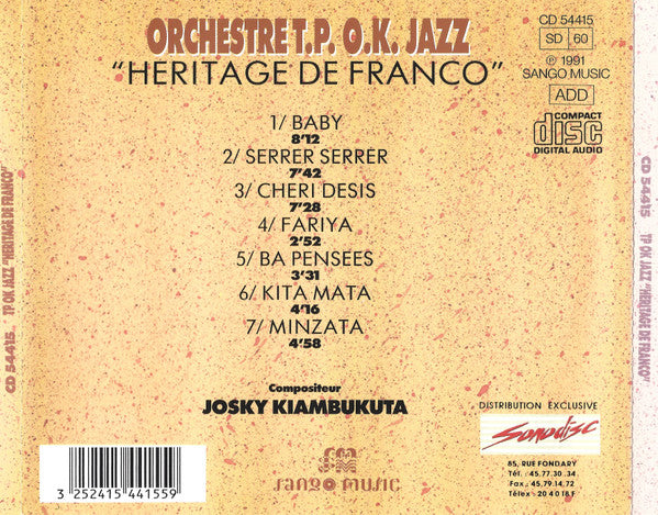 Orchestre T.P.O.K. Jazz ~ Heritage De Franco (Vinyl) - Djungel & Jazz