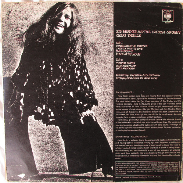 Big Brother & The Holding Company ~ Cheap Thrills (Vinyl) - Djungel & Jazz