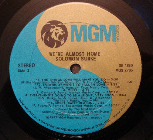 Solomon Burke ~ We're Almost Home (Vinyl) - Djungel & Jazz