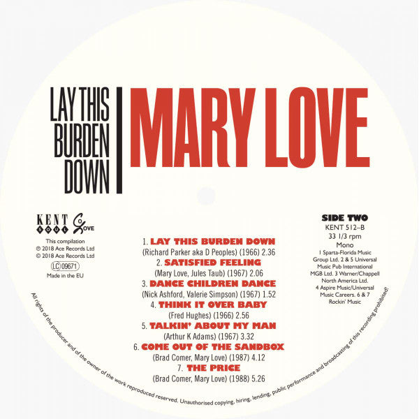Mary Love : Lay This Burden Down (LP, Comp, Mono)