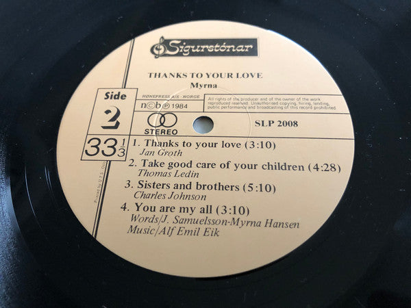 Myrna Hansen ~ Thanks To Your Love (Vinyl) - Djungel & Jazz