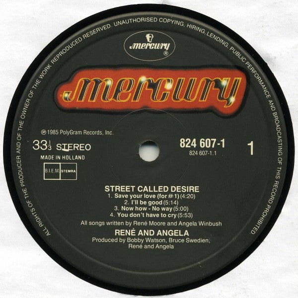 René And Angela* : Street Called Desire (LP, Album)