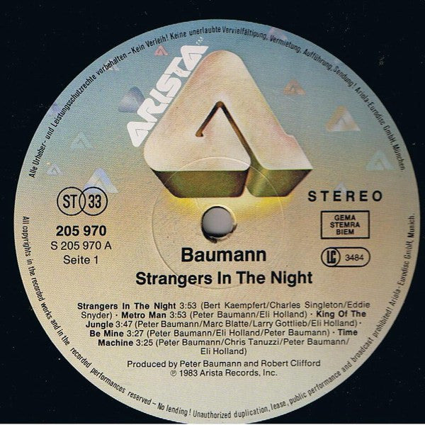 Peter Baumann ~ Strangers In The Night (Vinyl) - Djungel & Jazz