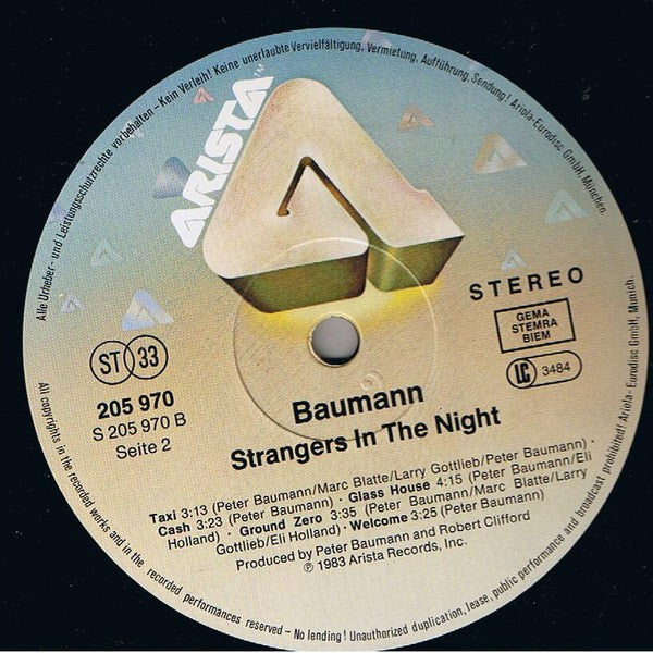 Peter Baumann ~ Strangers In The Night (Vinyl) - Djungel & Jazz