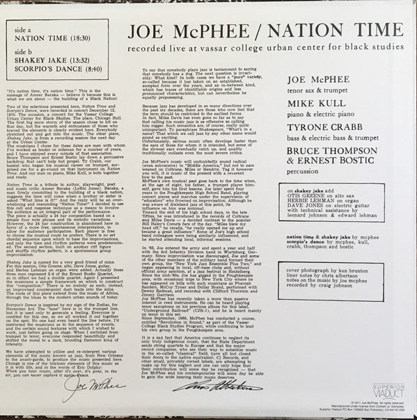 Joe McPhee : Nation Time (LP, Album, RE)