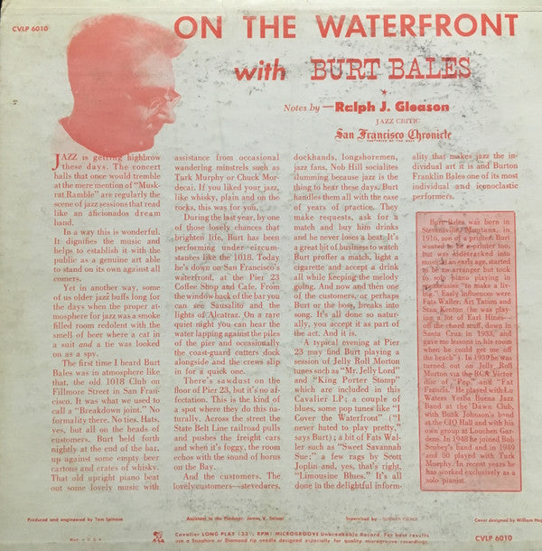 Burt Bales ~ On The Waterfront With Burt Bales (Vinyl) - Djungel & Jazz