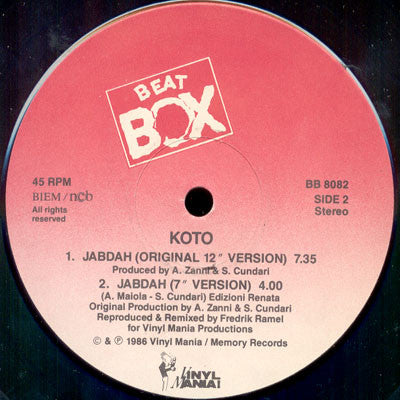 Koto ~ Jabdah (Swedish Remix) (Vinyl) - Djungel & Jazz