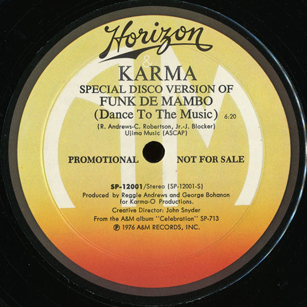 Karma (9) : Funk De Mambo (Dance To The Music) (Special Disco Version) (12", Mono, Promo)