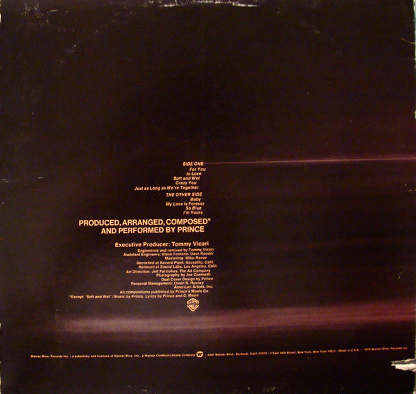 Prince : For You (LP, Album, Win)