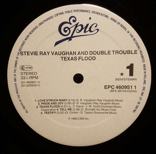 Stevie Ray Vaughan And Double Trouble* : Texas Flood (LP, Album, RE)