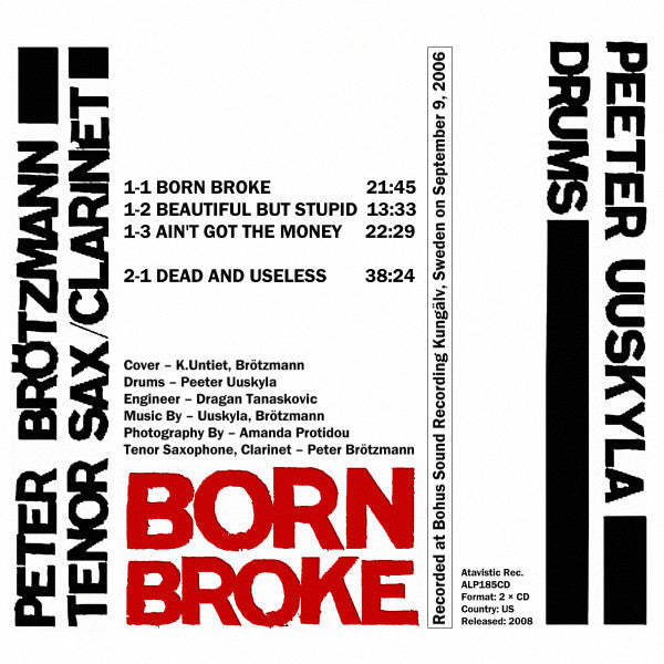 Peter Brötzmann & Peeter Uuskyla ~ Born Broke (Vinyl) - Djungel & Jazz