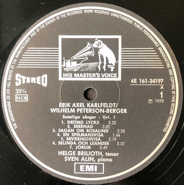 Wilhelm Peterson-Berger, Erik Axel Karlfeldt, Erland Hagegård / Jan Eyron, Helge Brilioth / Sven Alin ~ Samtliga Sånger Vol. 1: Vildmarks- Och Kärleksvisor - Fridolins Visor / Samtliga Sånger - Vol. 2 Fridolins Lustgård - Hösthorn (Vinyl) - Djungel & Jazz